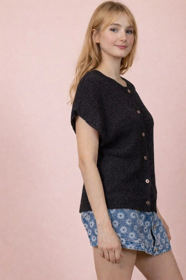 Brianna Button Front Sweater Top