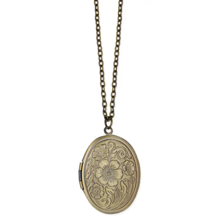 Annelise Vintage Floral Locket Necklace