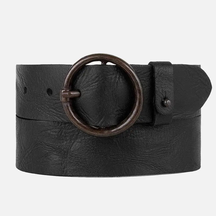Pip Vintage Round Buckle Leather Belt