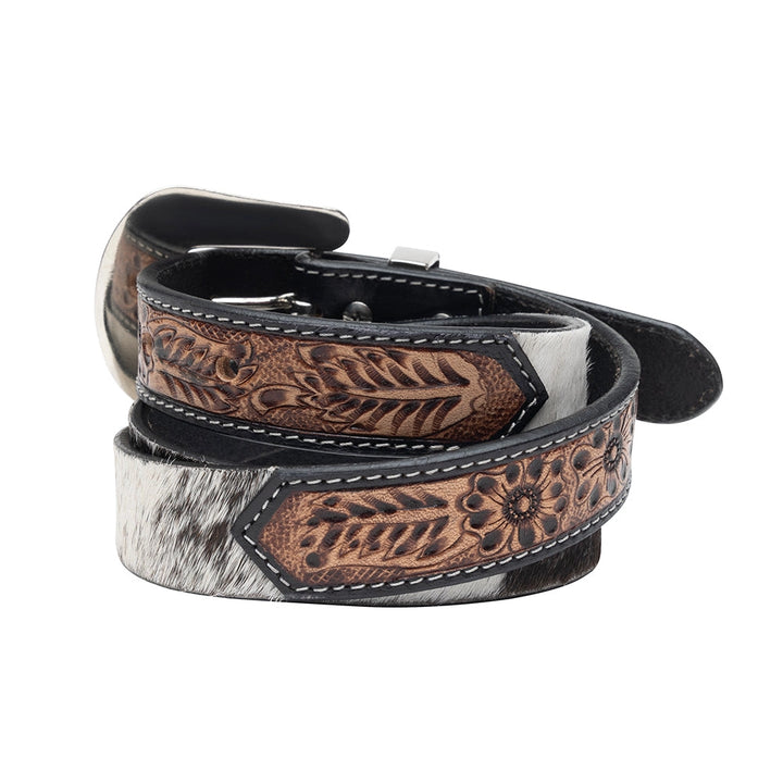 Shania Cowhide Tooled Leather Belt