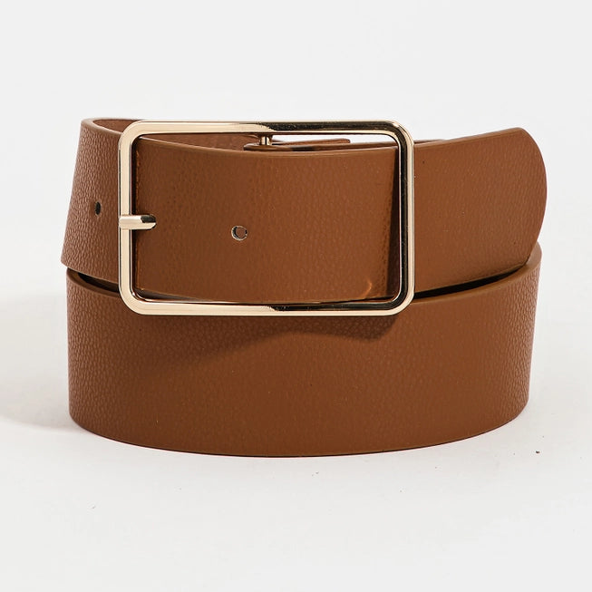 Everleigh Leather Rectangle Cutout Buckle Belt