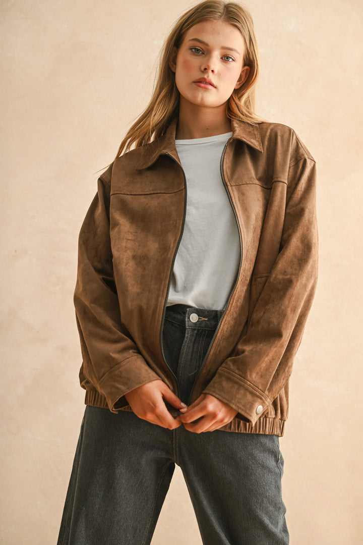 Callista Suede Bomber Jacket