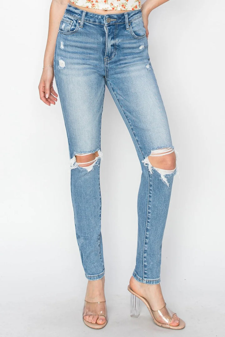 Hanley High Rise Ankle Skinny Knee Distressed Jeans