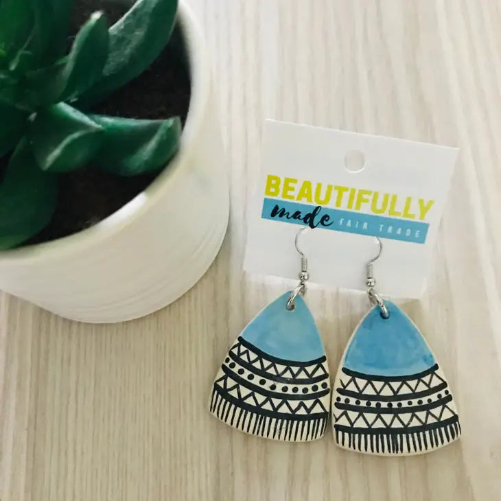 Blue Soapstone Earrings: Kenya