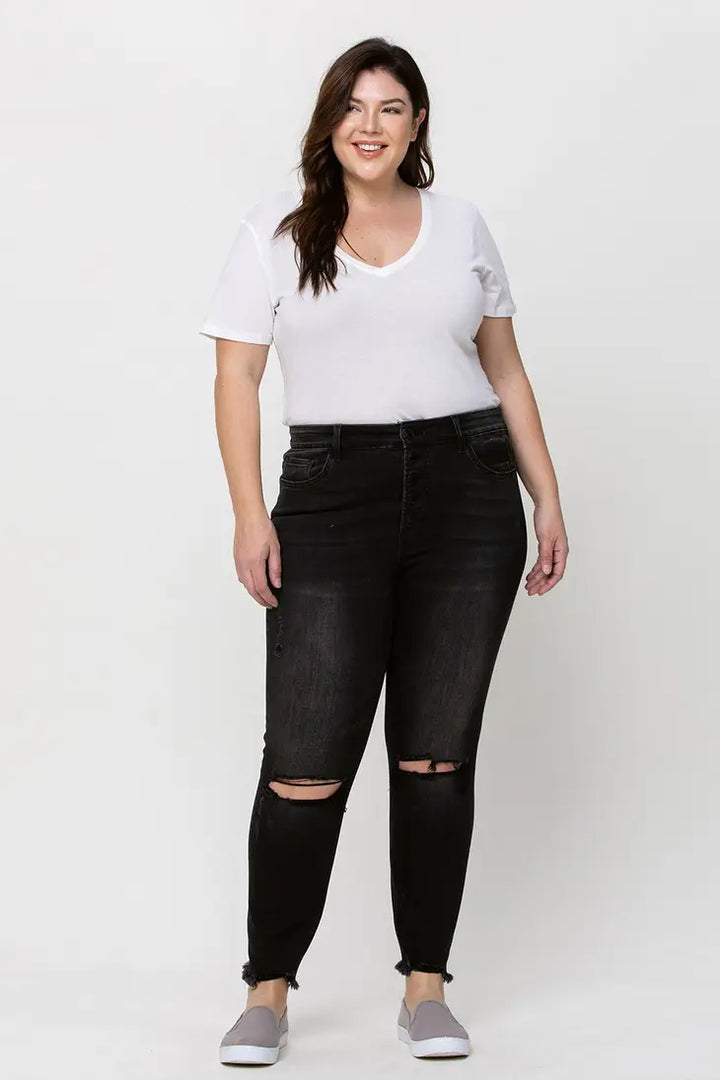 Haylie Black Cropped Jeans, Plus Size