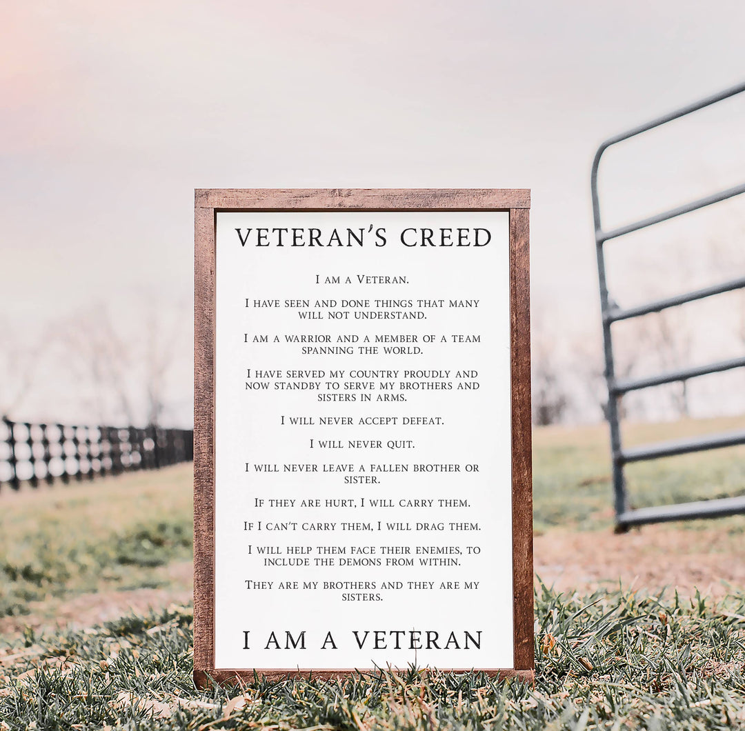 Veteran's Creed Wood Sign