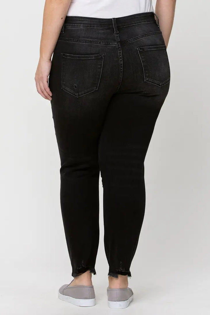 Haylie Black Cropped Jeans, Plus Size