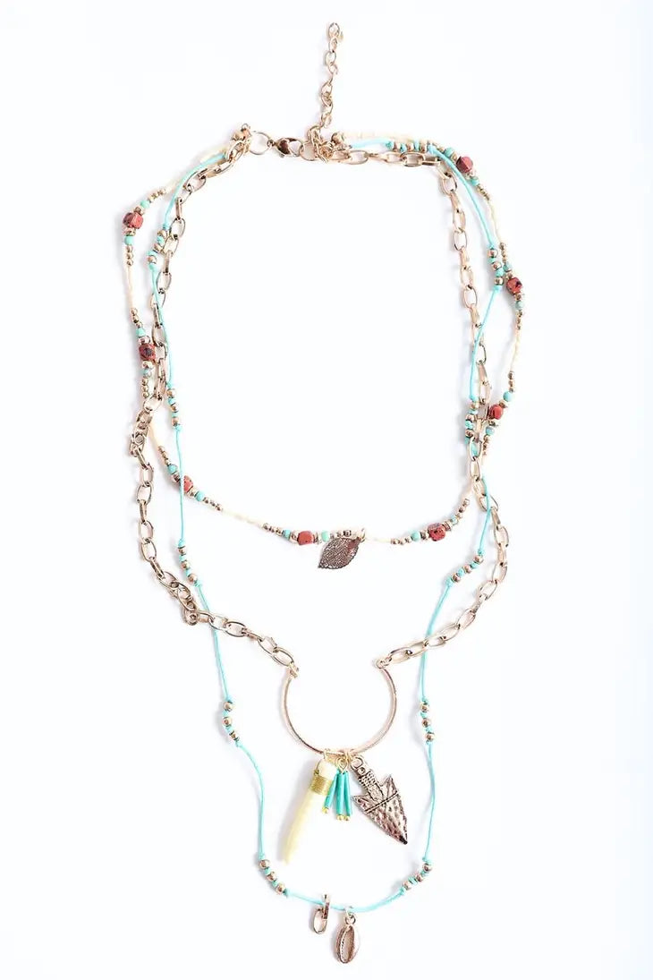 Phoebe Tusk Horn and Arrow Layered Necklace