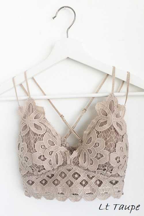 Light Taupe Scalloped Lace Cami Bralette