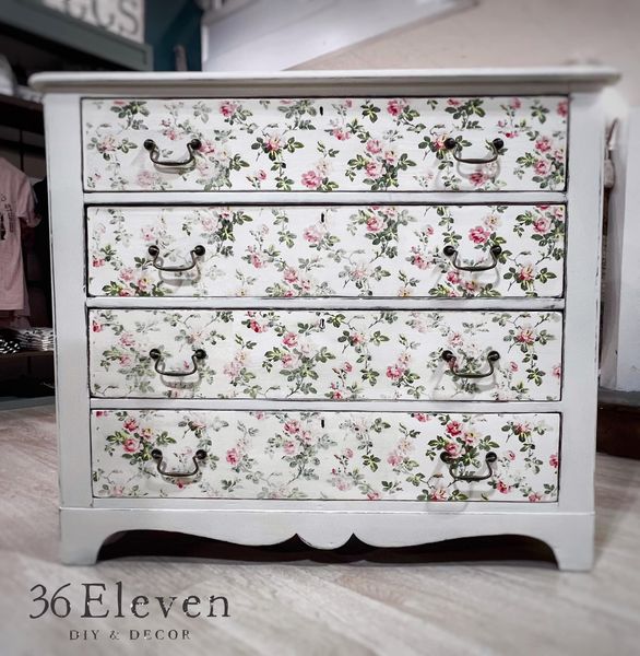 Distressed Floral Chest