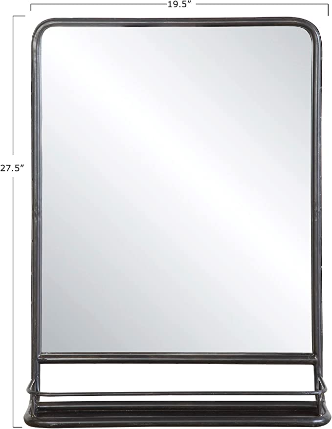 Creative Co-op Rectangle Metal Wall Mirror with Shelf